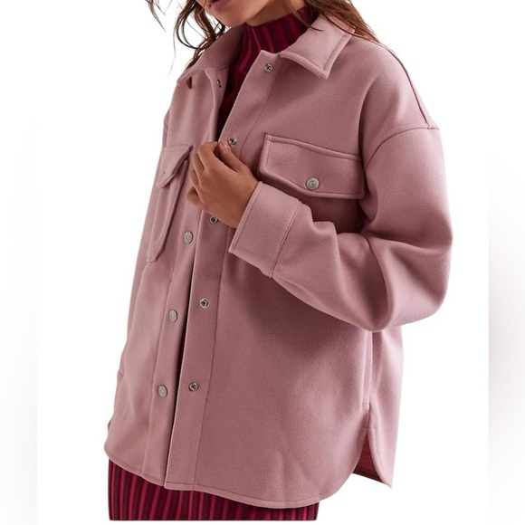 We The Free Jackets & Blazers - We The Free People Lola Shirt Jacket Rose Pink Fleece Buttons Womens Large NWOT